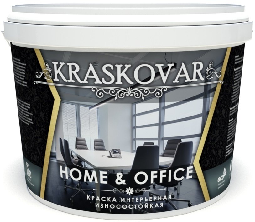 Краска интерьерная,износостойкая  Kraskovar Home & Office,белая 2л