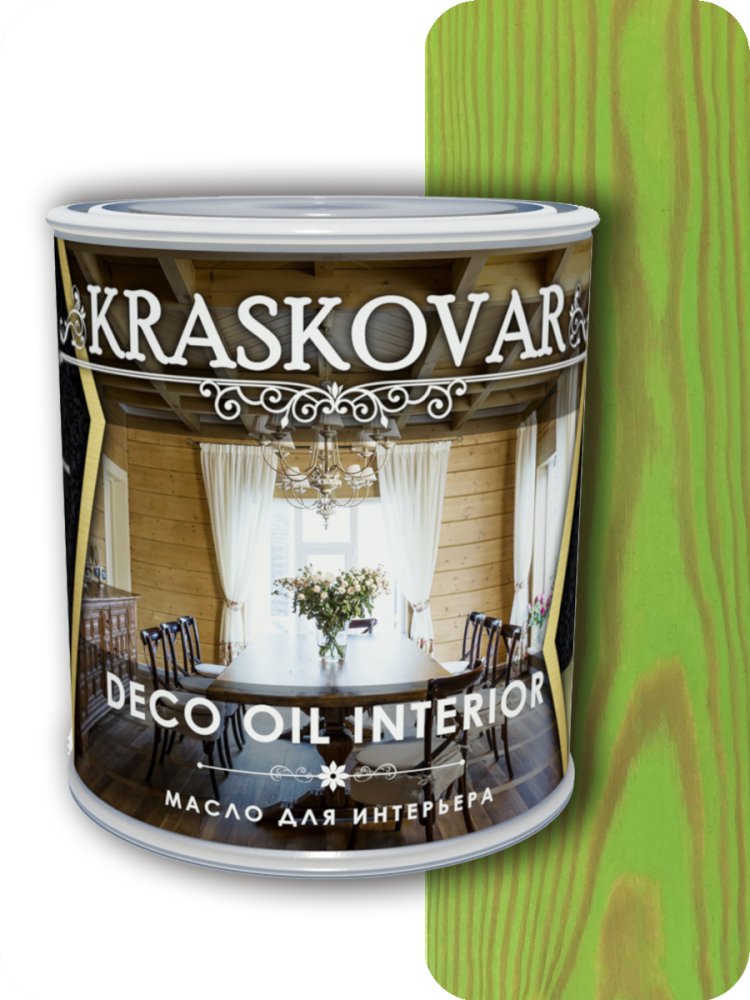 Масло для интерьера Kraskovar Deco Interior Зеленый лайм 0,75л