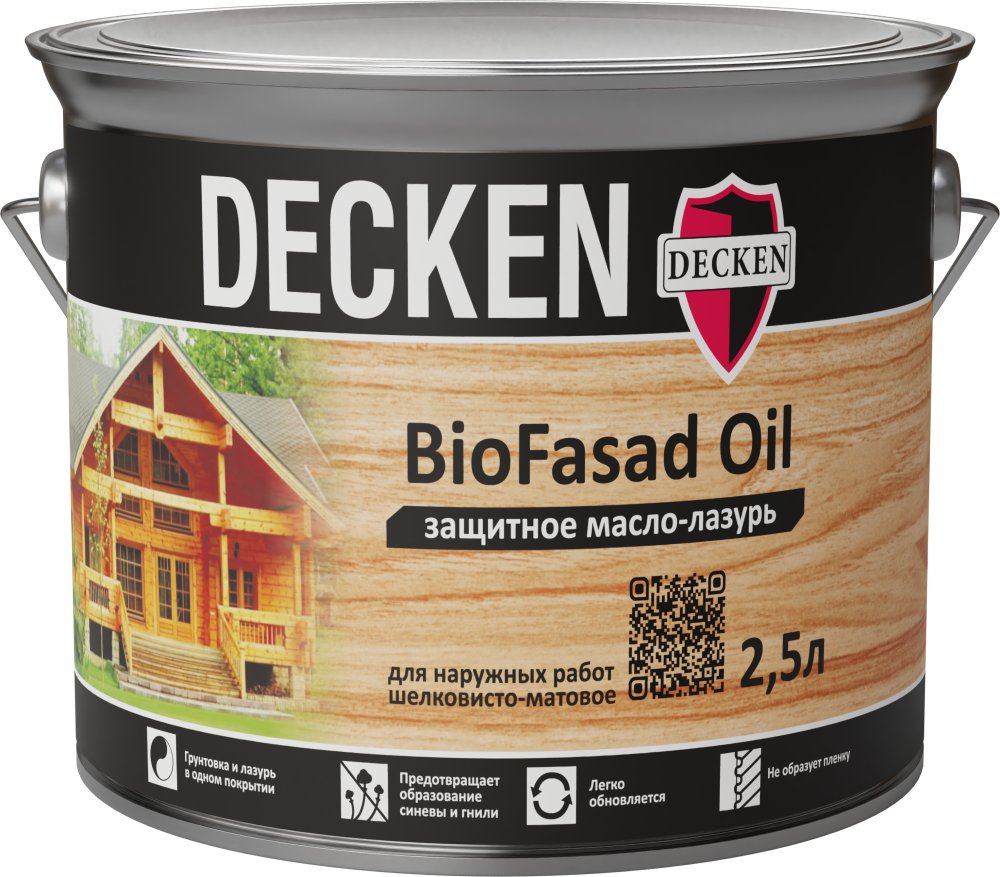 Защитное масло-лазурь Decken Bio Fasad Oil Wood орех 2,5л.