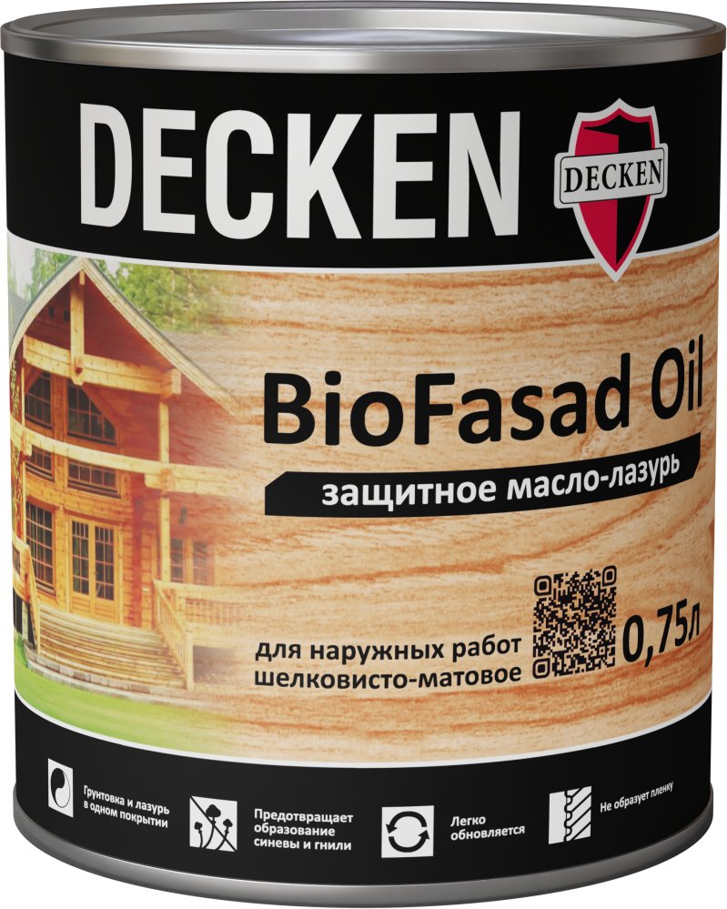 Защитное масло-лазурь Decken Bio Fasad Oil Wood тик 0,75л..