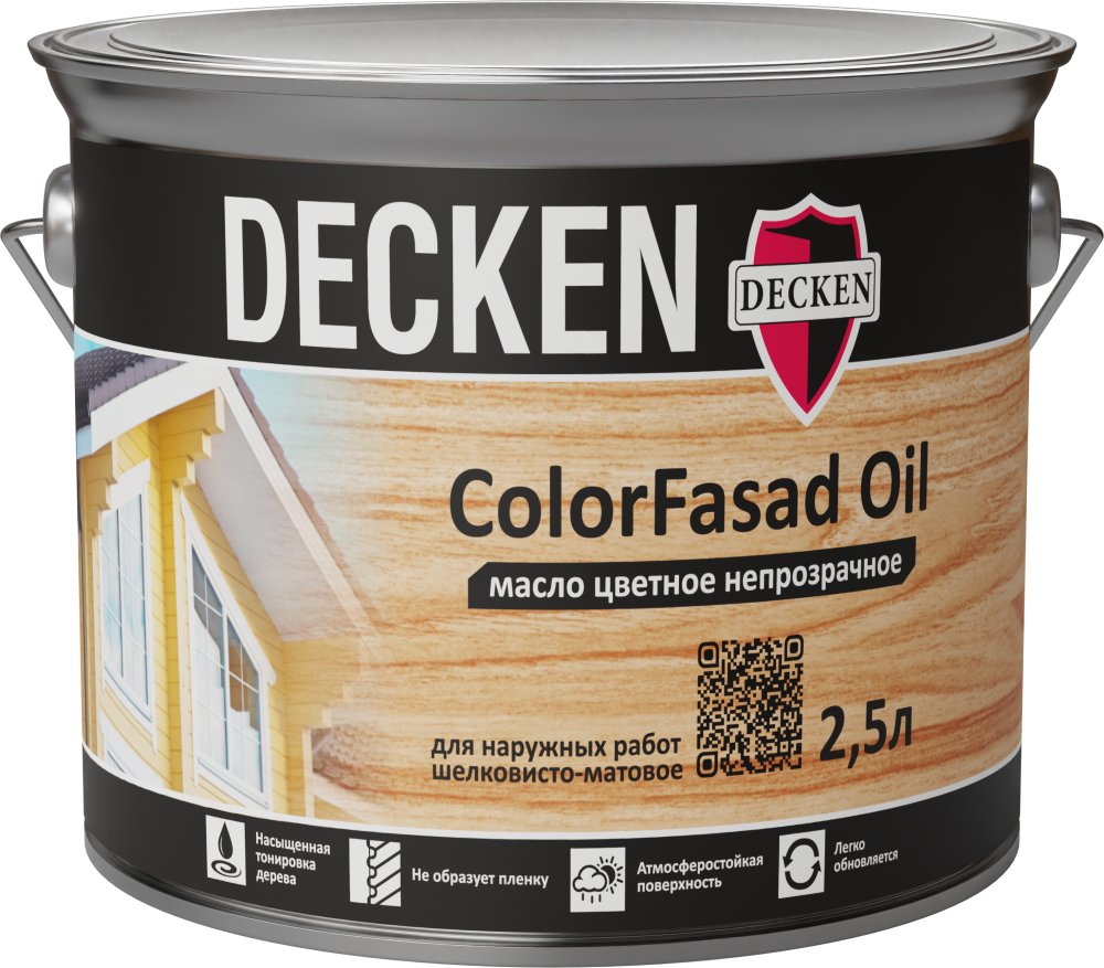 Масло цветное непрозрачное Decken Color Fasad Oil Trand белое 2,5л..